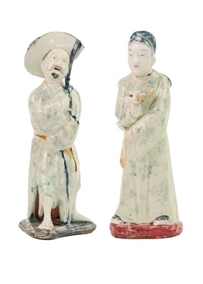 Lot 22 - A pair of Chinese celadon figures, 19th century.