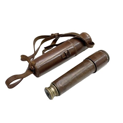 Lot 112 - A military three draw brass telescope.