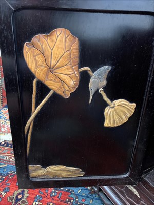 Lot 14 - A Japanese hardwood and ivory shodana, Meiji...