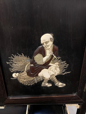 Lot 14 - A Japanese hardwood and ivory shodana, Meiji...