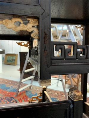 Lot 14 - A Japanese hardwood and ivory shodana, Meiji...