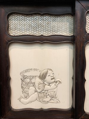 Lot 14 - A Japanese hardwood and ivory shodana, Meiji...