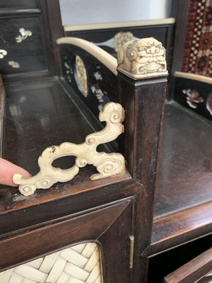 Lot 14 - A Japanese hardwood and ivory shodana, Meiji...