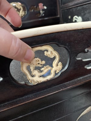 Lot 14 - A Japanese hardwood and ivory shodana, Meiji...