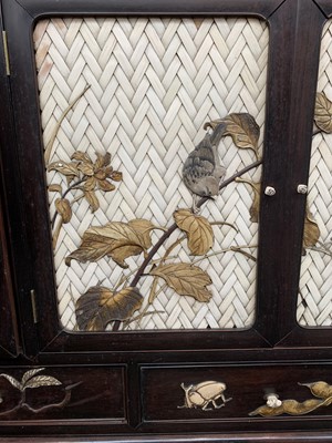 Lot 14 - A Japanese hardwood and ivory shodana, Meiji...