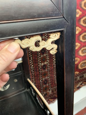 Lot 14 - A Japanese hardwood and ivory shodana, Meiji...