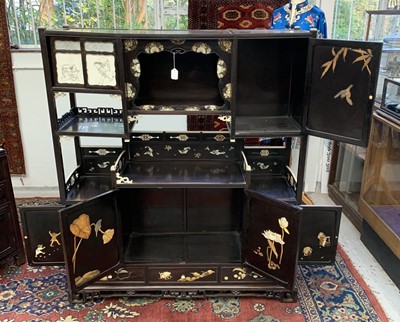Lot 14 - A Japanese hardwood and ivory shodana, Meiji...