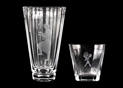 Lot 11 - A Kosta Boda glass faceted etched vase.