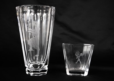 Lot 11 - A Kosta Boda glass faceted etched vase.