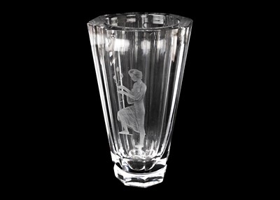 Lot 11 - A Kosta Boda glass faceted etched vase.