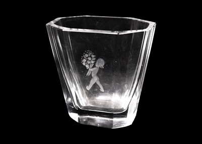 Lot 11 - A Kosta Boda glass faceted etched vase.