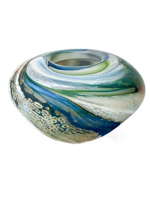 Lot 27 - Lesley Clarke studio glass squat vase.