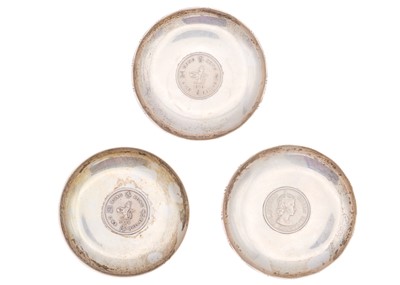 Lot 27 - Three modern Chinese sterling silver pin dishes.