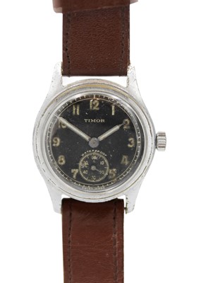 Lot 180 - TIMOR - A 1940's stainless steel manual wind Military issue wristwatch.