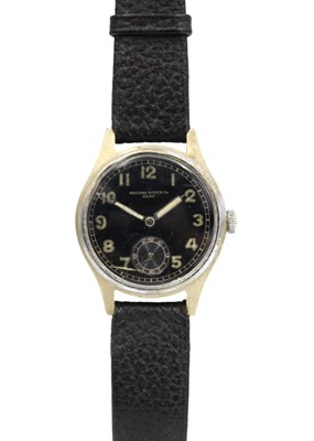 Lot 160 - RECORD WATCH CO - A 1940's stainless steel German military-issue wristwatch.