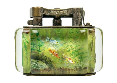 Lot 170 - A Dunhill Lucite and electroplate aquarium table lighter.