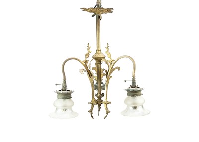 Lot 88 - A 19th century glit brass three branch chandelier.