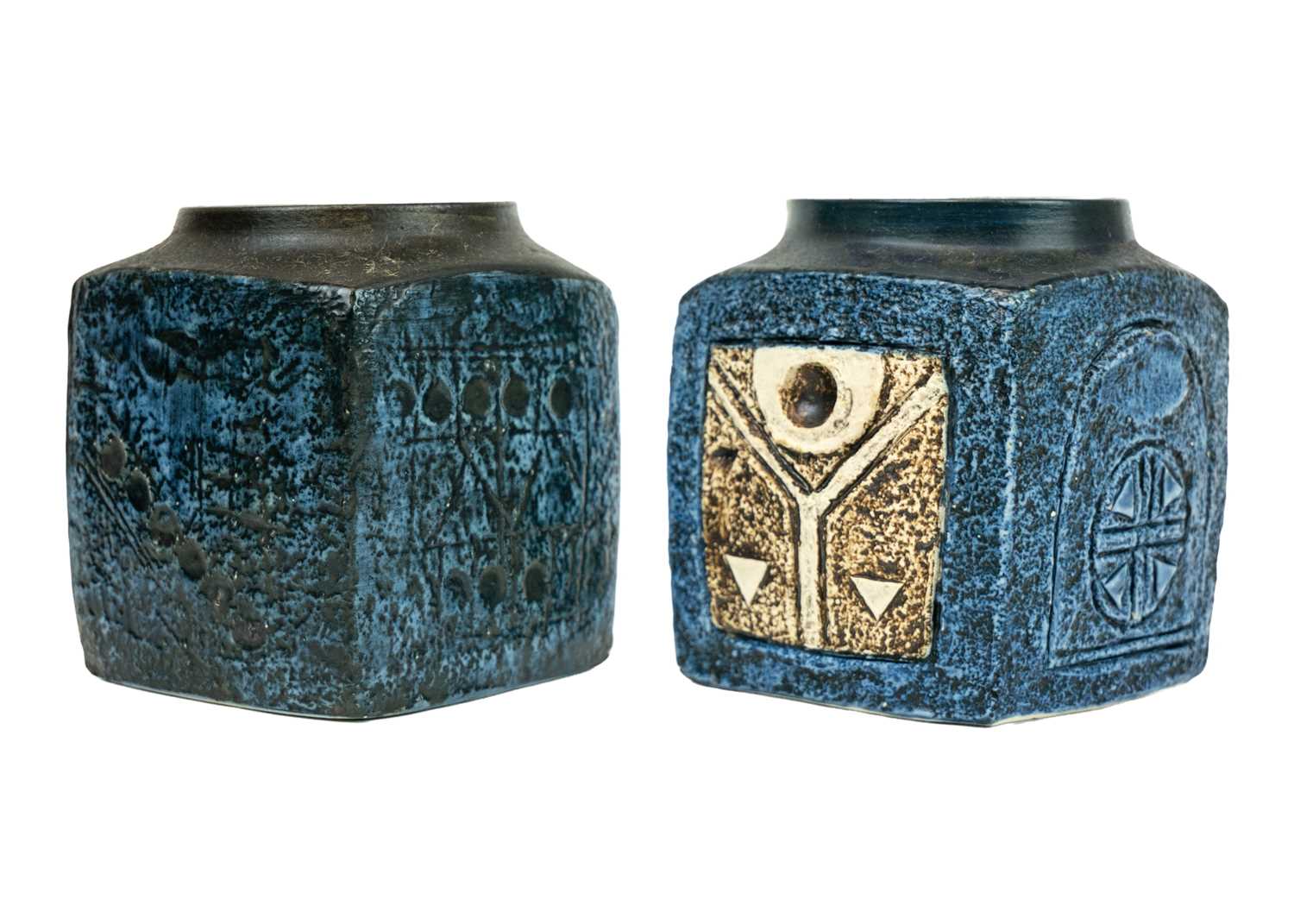 Lot 33 - Two Troika pottery marmalade jars