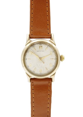 Lot 109 - HAMILTON - A 10k gold-filled gentleman's manual wind wristwatch.