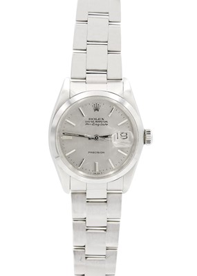 Lot 146 - ROLEX - An Oyster Perpetual Air-King Date Precision gentleman's stainless steel bracelet wristwatch.