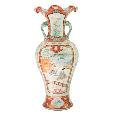 Lot 1061 - A large Japanese porcelain floor standing vase, Meiji period.