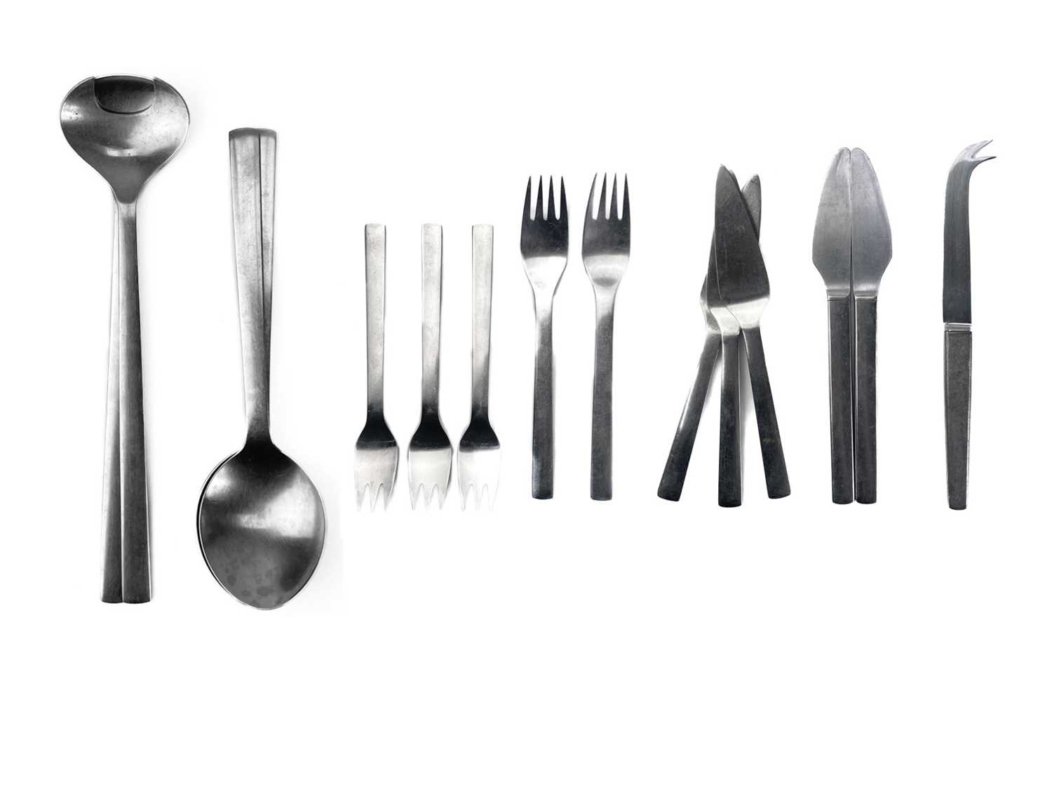Lot 3 - A part canteen of Georg Jensen 'New York' pattern stainless steel cutlery.
