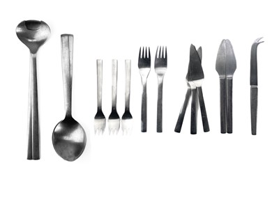 Lot 3 - A part canteen of Georg Jensen 'New York' pattern stainless steel cutlery.