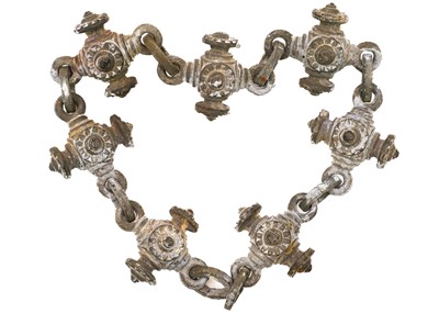 Lot 157 - A heavy bronze hall or sanctuary lamp chain.