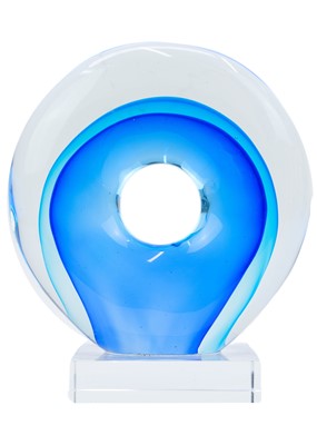 Lot 460 - A Murano type blue and green annular glass sculpture.