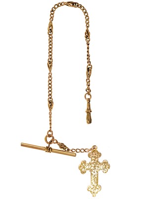 Lot 62 - A 9ct fancy link slender Albert pocket watch chain.