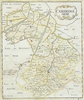 Lot 432 - Sutton Nichols, hand-coloured Map of Cambridgeshire