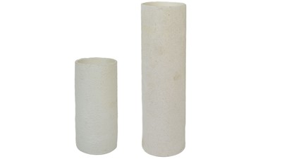Lot 45 - A Troika biscuit pottery cylinder vase.