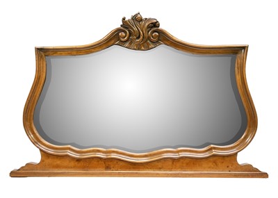 Lot 56 - A French walnut overmantel mirror.