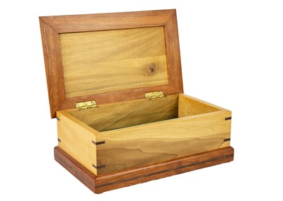 Lot 140 - A Cherry and tulipwood with black walnut inlay jewellery box, Prenntek Designs, Marazion.