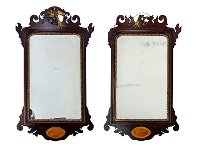 Lot 489 - A pair of Georgian design fretwork pier mirrors