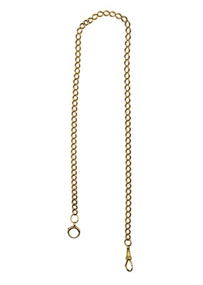 Lot 65 - An 18ct graduated curb link Albert watch chain.