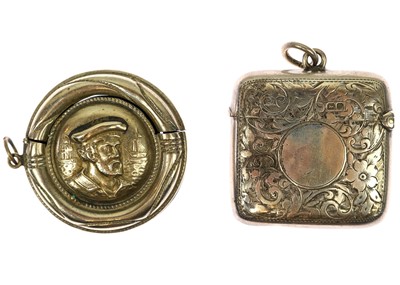 Lot 58 - An Edwardian silver fob vesta case and a nickel Player's Navy Cut fob vesta case.