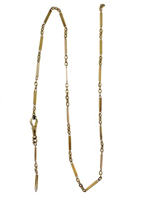 Lot 60 - A 9ct gold slender Albert pocket watch chain.