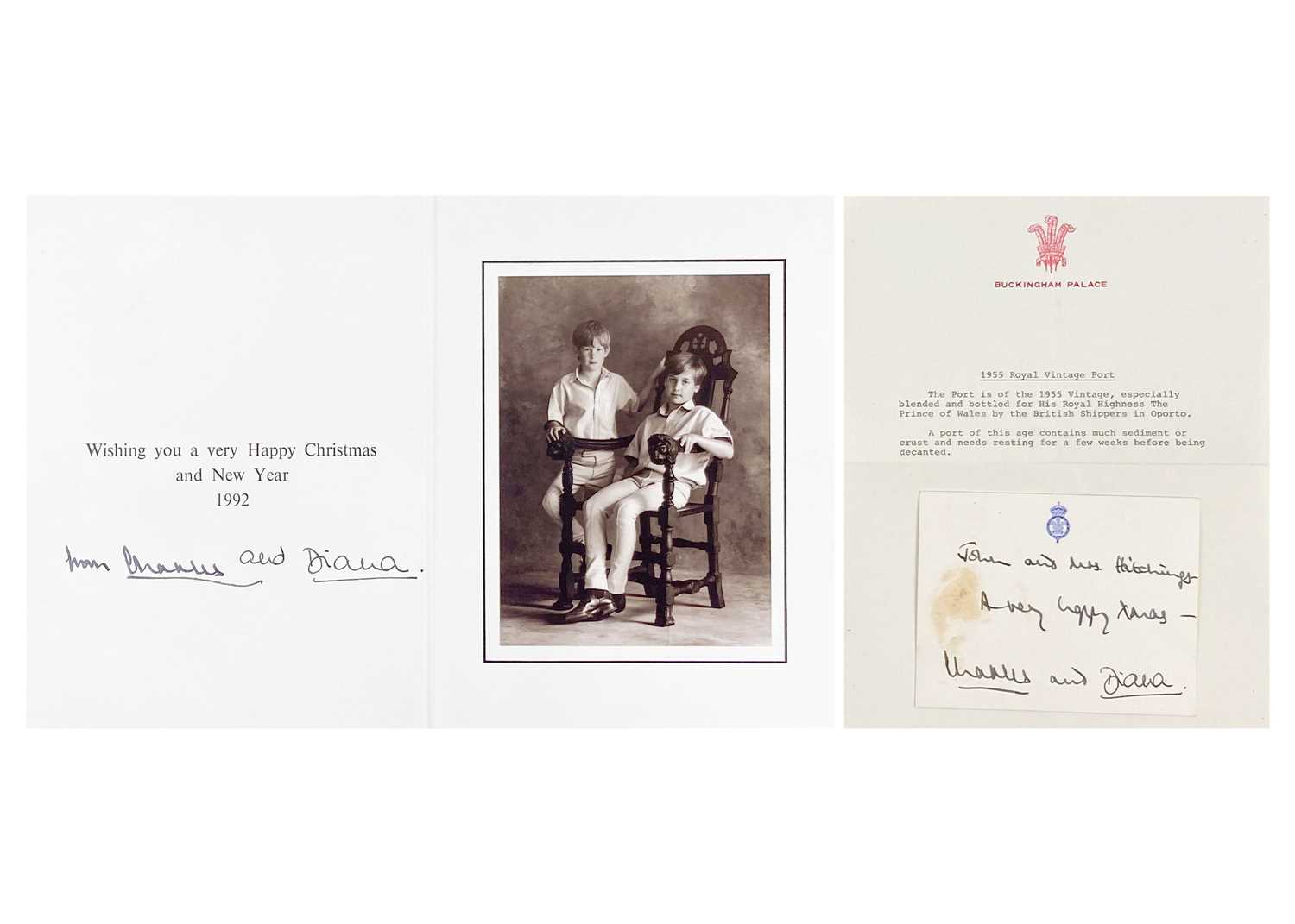 Lot 64 - Charles  III, as The Prince of Wales & Diana, Princess of Wales, Royal Christmas card 1992