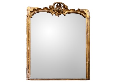 Lot 495 - A 19th century carved giltwood overmantel mirror.