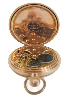 Lot 41 - OMEGA - A gold-plated open face crown wind lever pocket watch.