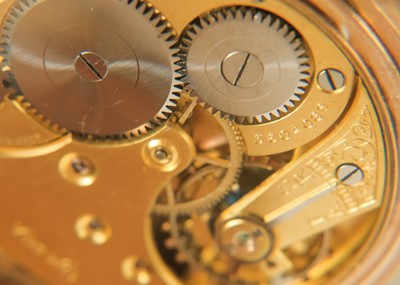 Lot 41 - OMEGA - A gold-plated open face crown wind lever pocket watch.