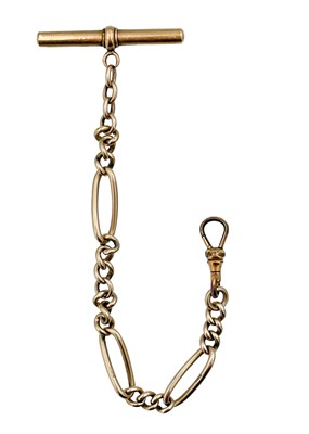 Lot 85 - A 9ct rose gold short fancy link Albert pocket watch chain.
