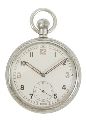 Lot 3 - A British Military Army issue nickel cased lever pocket watch.