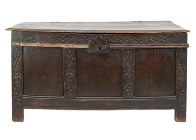 Lot 1006 - An 18th century oak coffer.