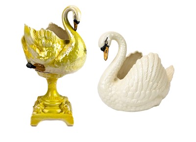 Lot 23 - A Dartmouth Devon pottery swan jardiniere.