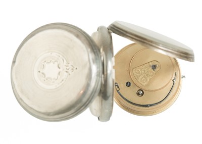 Lot 30 - A silver key wind open face fusee lever pocket watch.