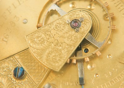 Lot 30 - A silver key wind open face fusee lever pocket watch.