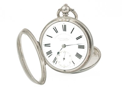 Lot 30 - A silver key wind open face fusee lever pocket watch.