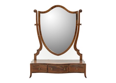 Lot 488 - A late George III mahogany dressing table mirror.